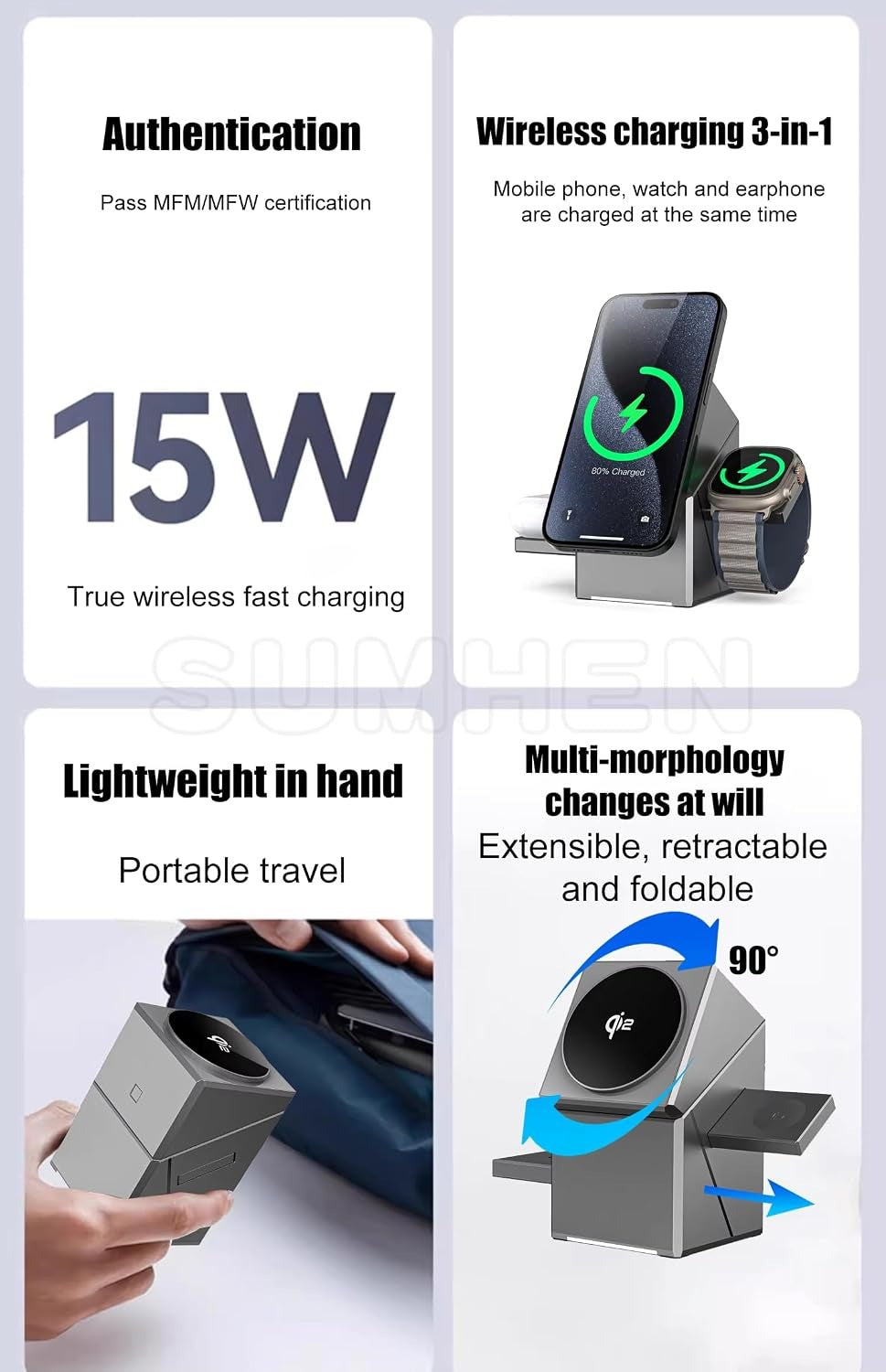 3-in-1 Magnetic Wireless Charging Station