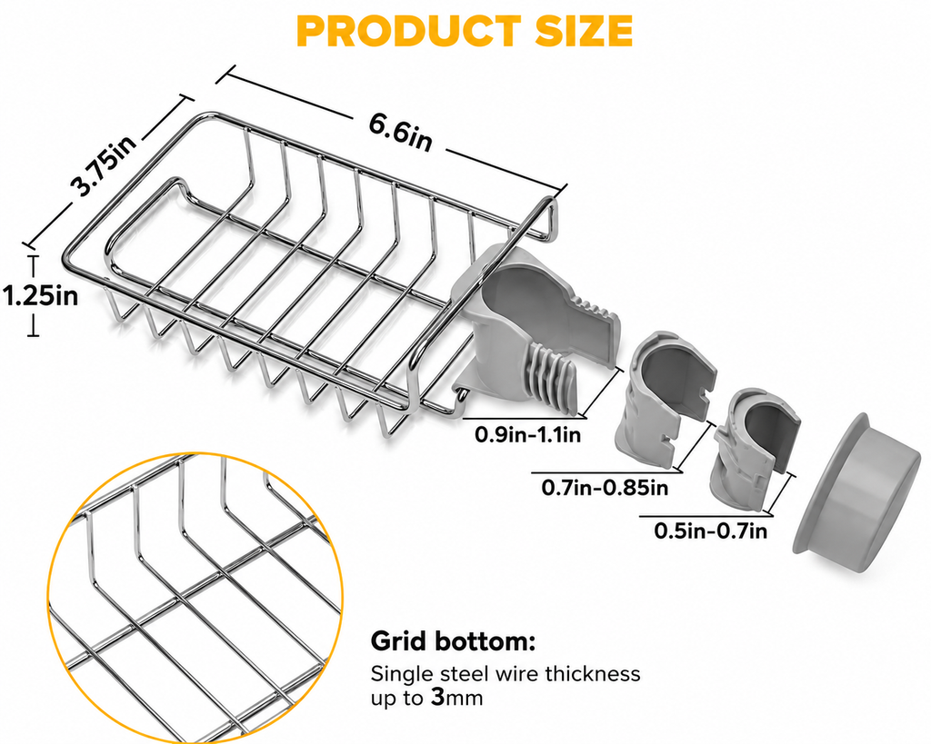 Stainless Steel Sink Sponge Caddy Organizer