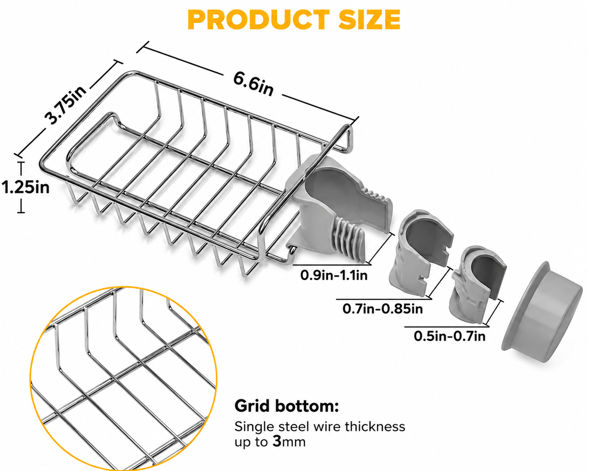 Stainless Steel Sink Sponge Caddy Organizer